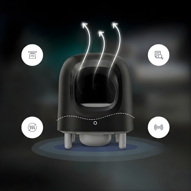 Petree Cube v2 – Bac à litière autonettoyant – Édition Noire